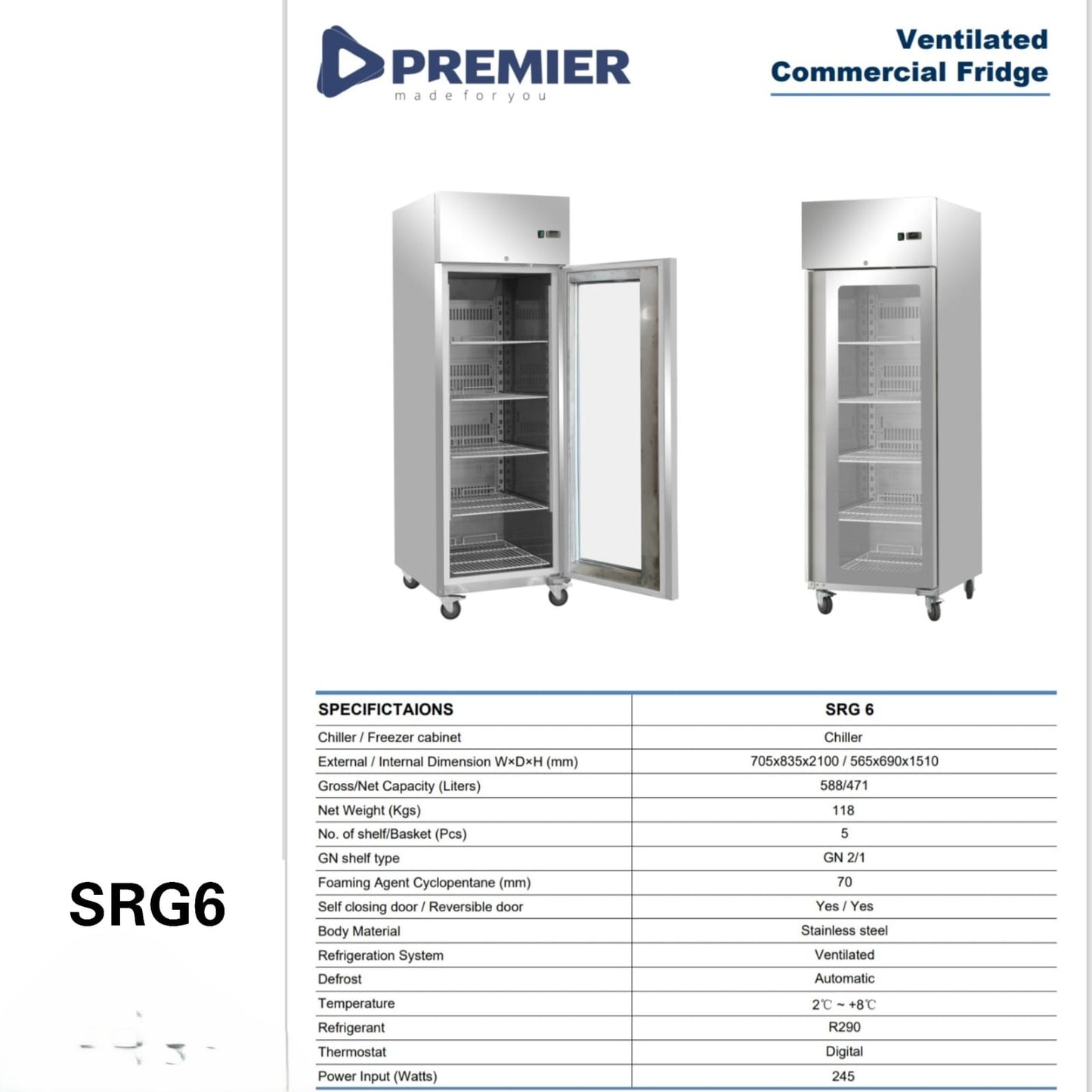 SRG6 Commercial Fridge One Door