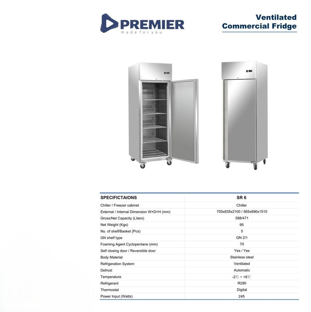 SR6 Commercial Fridge One Door
