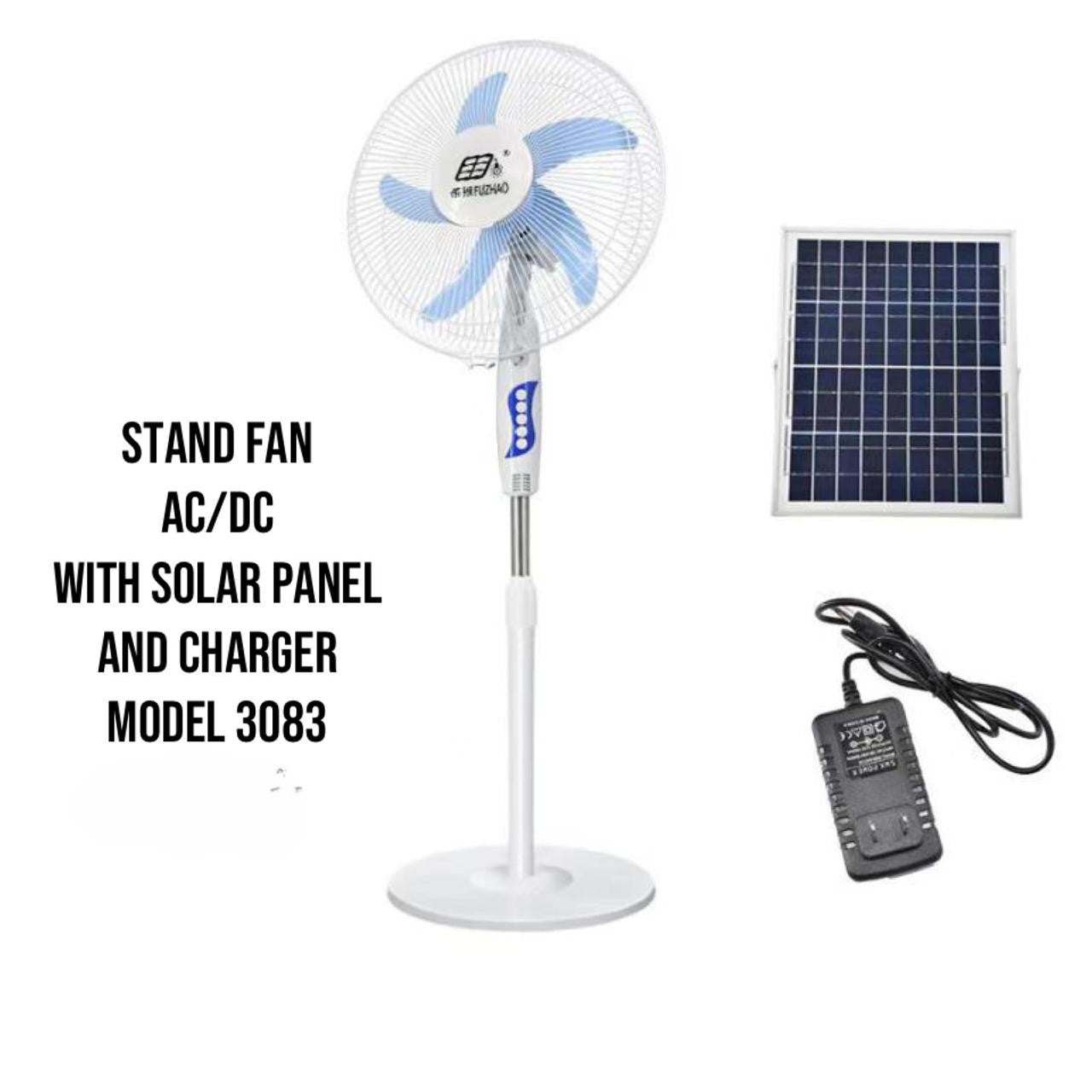 Stand Fan AC/DC With Solar Panel Charger