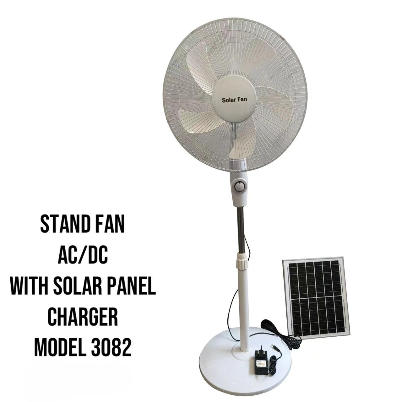 Stand Fan AC/DC With Solar Panel Charger
