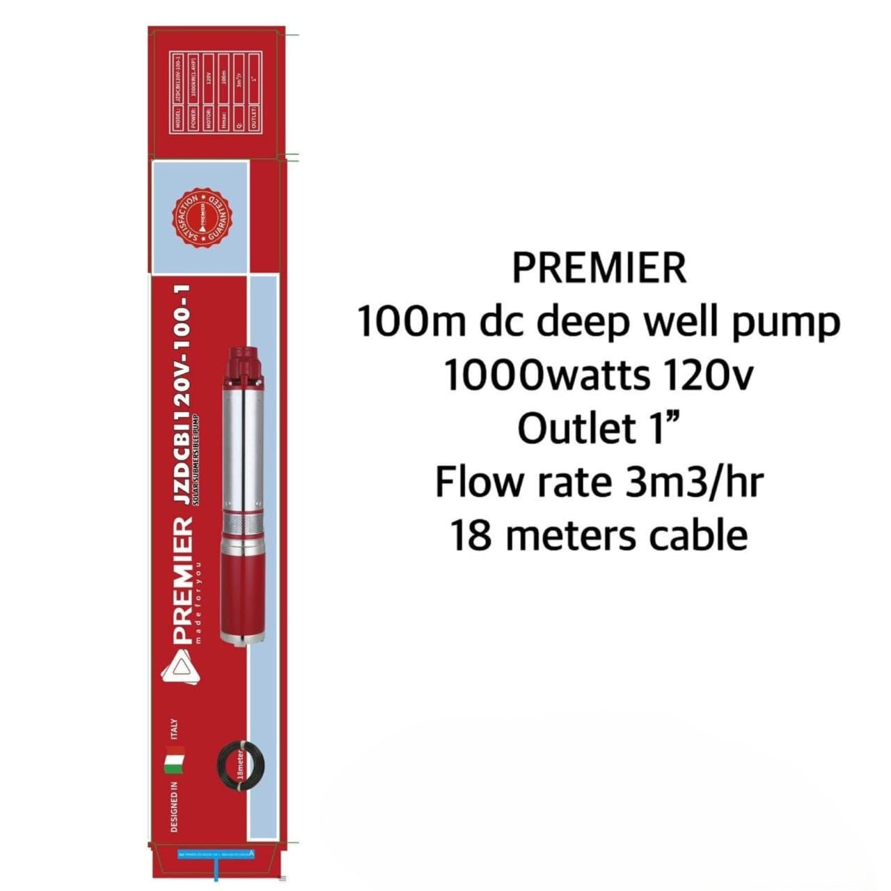 100M Premier DC Deep well Pump 1" Outlet