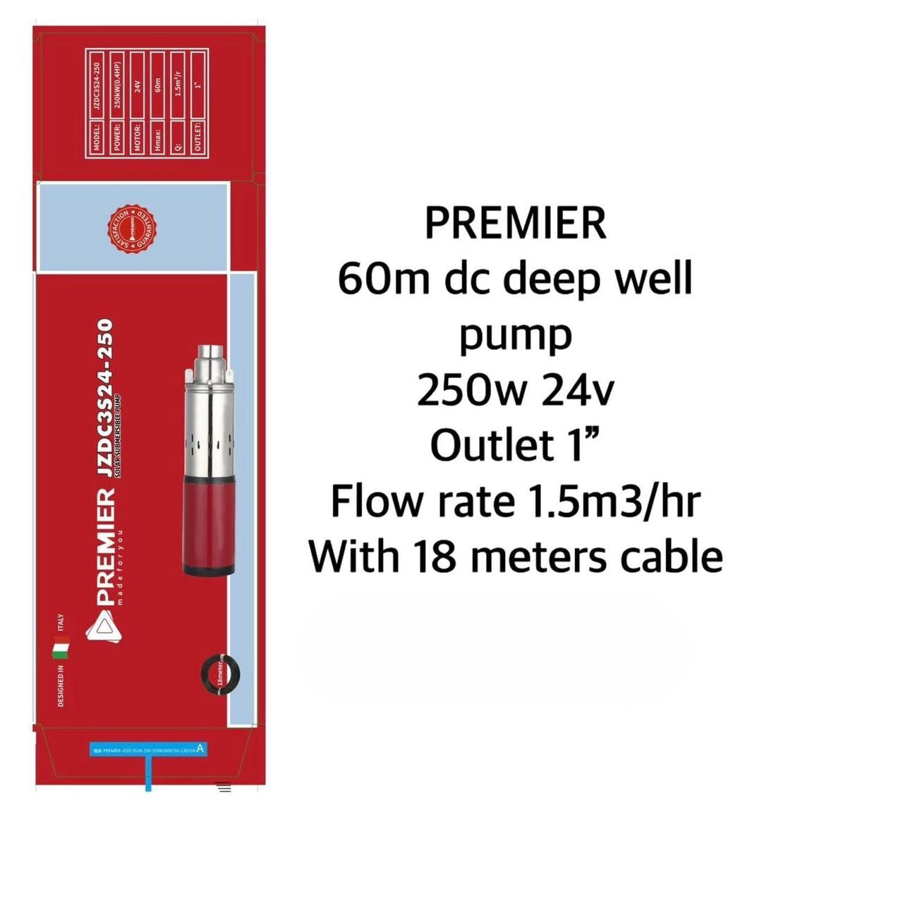 60M Premier DC Deep well Pump 1" Outlet