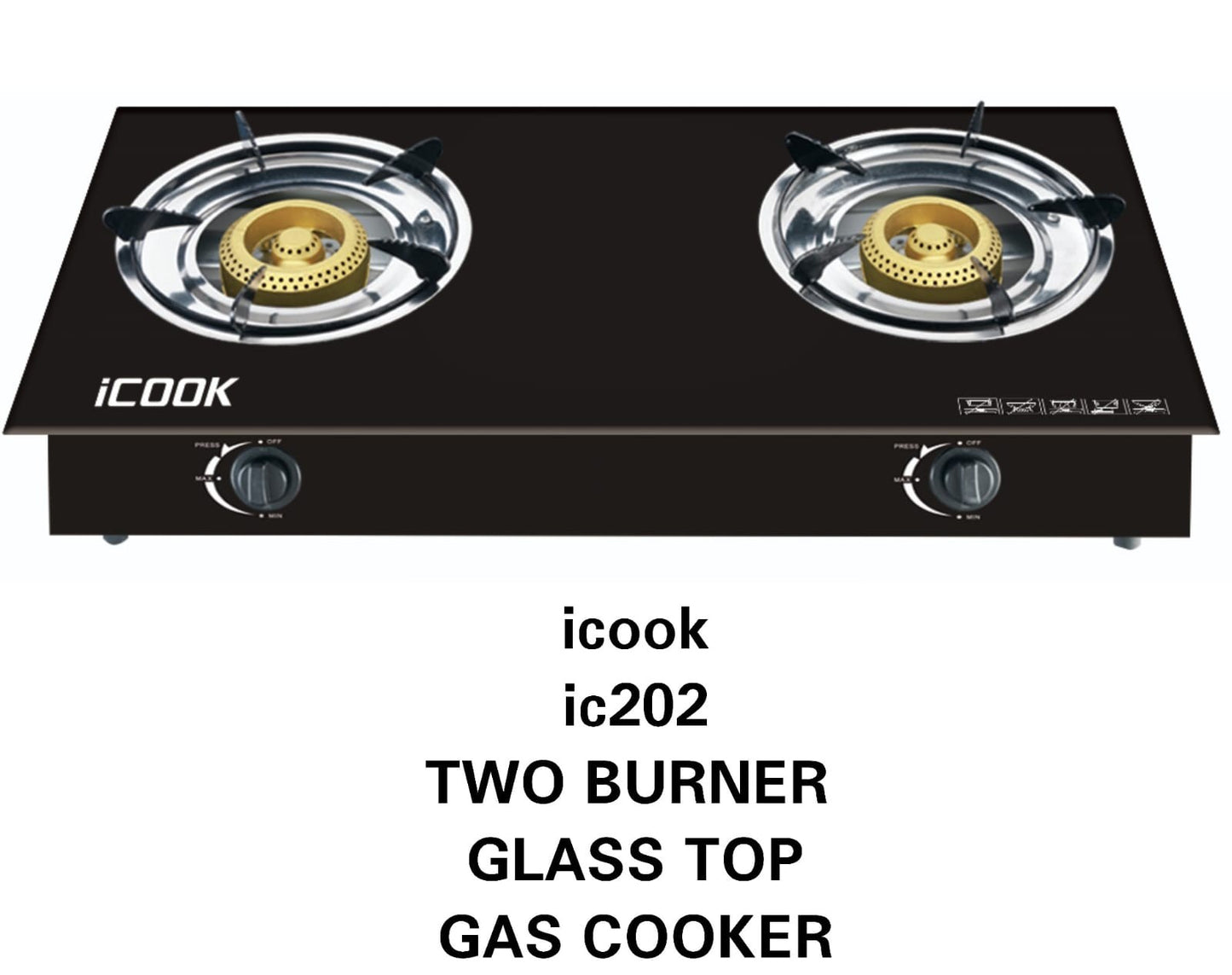 ICOOK 2 Burner Glass Top Gas Cooker