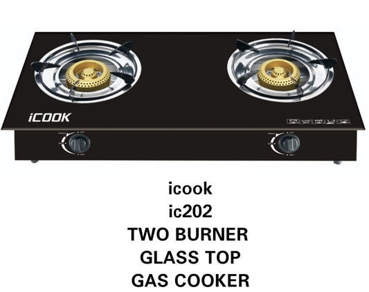 ICOOK 2 Burner Glass Top Gas Cooker