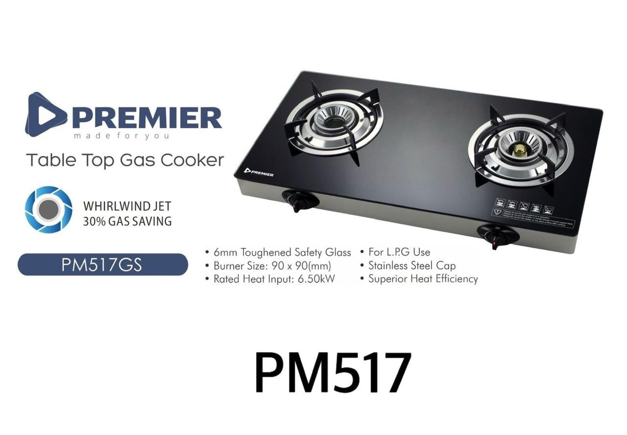 Premier Glass Top 2 burner Gas Cooker