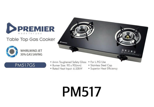 Premier Glass Top 2 burner Gas Cooker