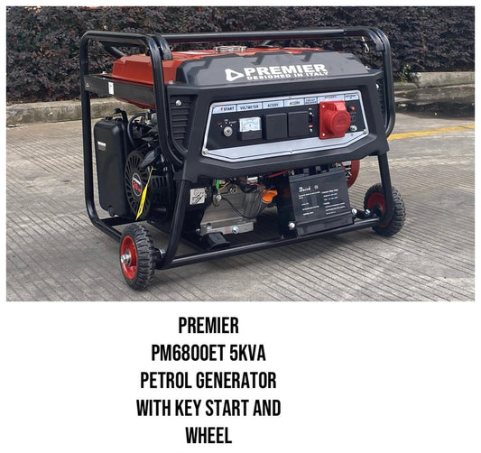 Premier PM6800ET 5KVA Petrol Generator with key start and wheel