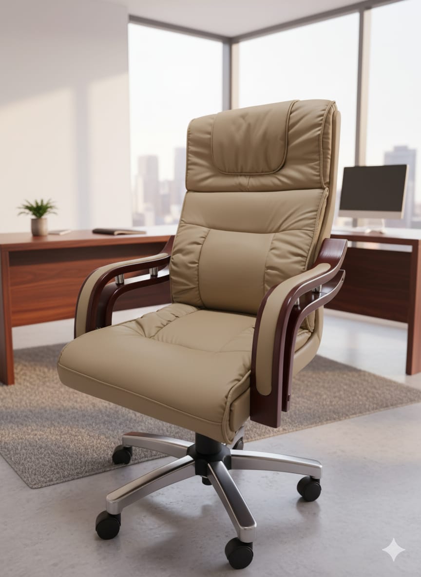 Executive Leather Chair Model A2 Black / Cream