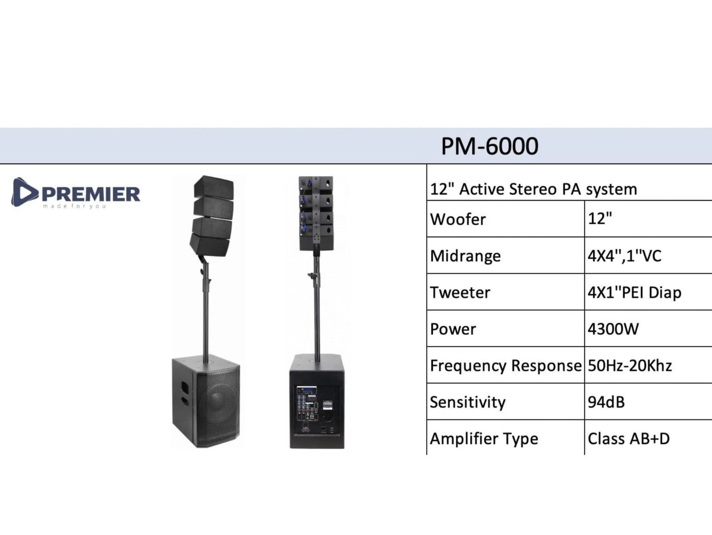 PM-6000 Active stereo PA System