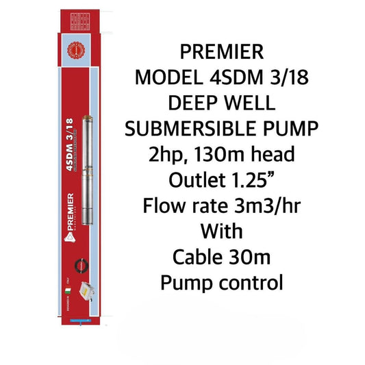 Premier Deep Well submersible pump 4SDM 3/18